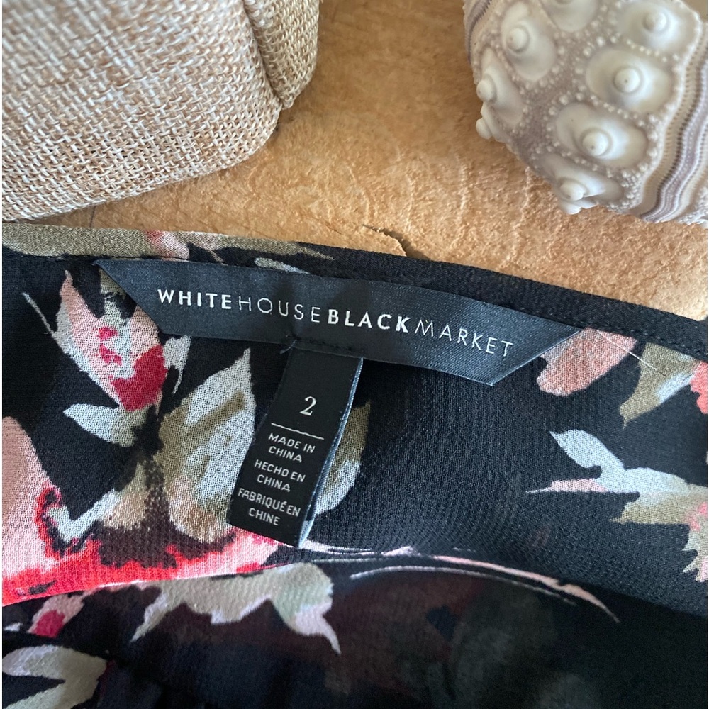 {WHBM}. Floral Black & Pink Chiffon Dress. - Picture 11 of 15